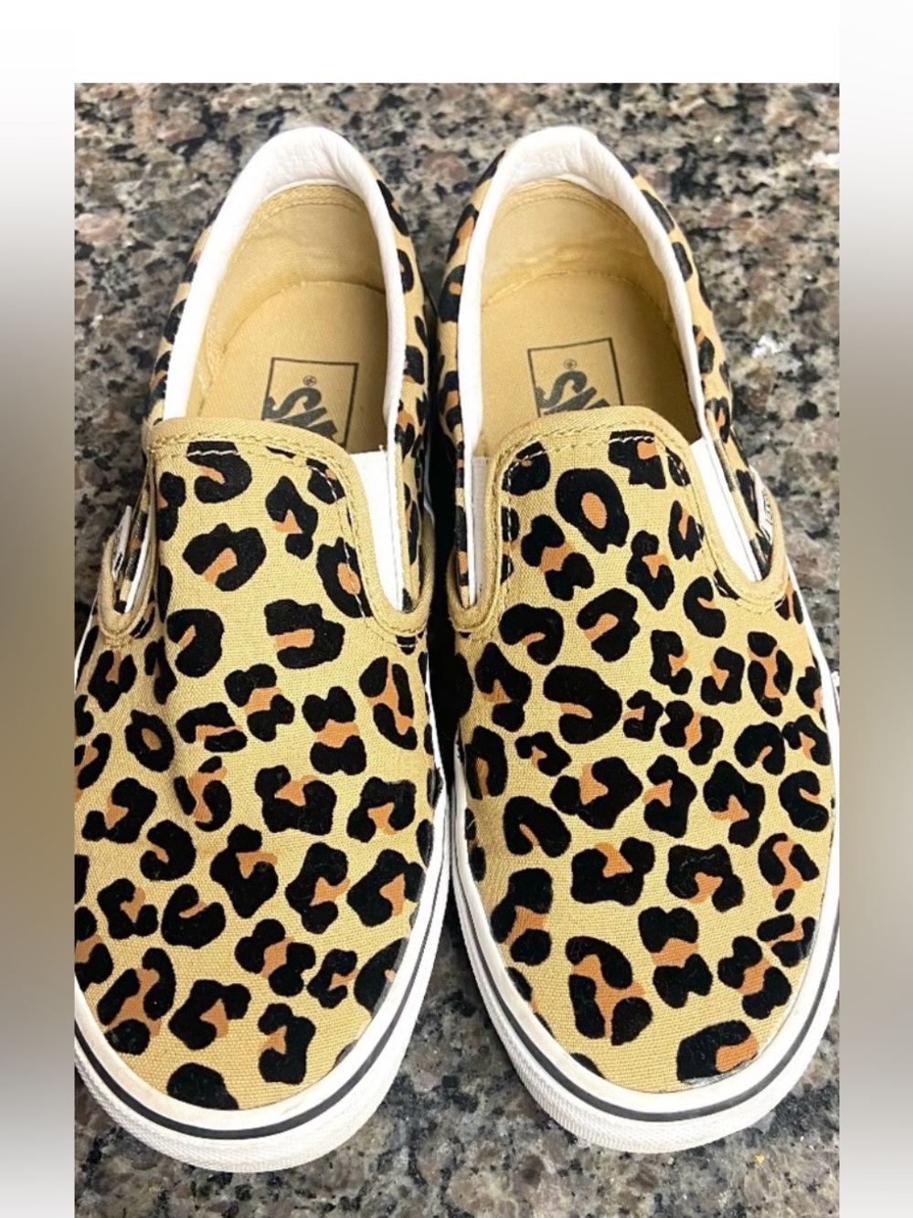 Vans Size 8, Slip-On Sneakers in Leopard Print - Tan, Black